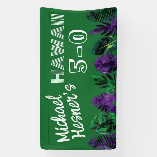 Groen, Plum Hawaii 5-0 50ste verjaardagsfeestje Spandoek (Verticaal)