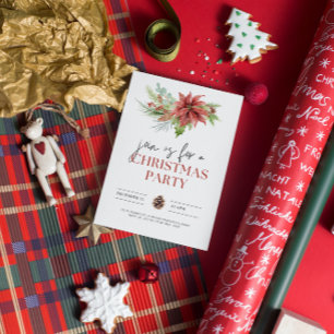 Groen Poinsettia Kerstfeest uitnodiging