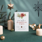 Groen Poinsettia Kerstfeest uitnodiging