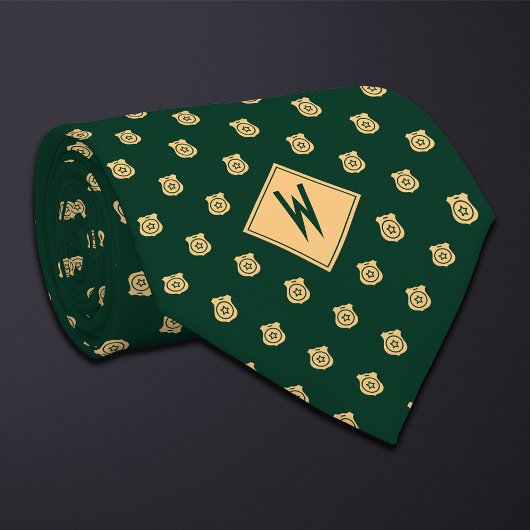 Groen politie badge patroon stropdas