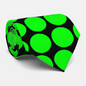 Groen Polka Dots Pattern on Black Stropdas (Opgerold)