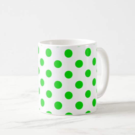 Groen Polka Dots Pattern on White Background Koffiemok (Voorkant rechts)