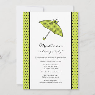 Groen Polka Dots Umbrella Baby shower Kaart