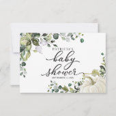 Groen Pompoen Herfst Baby shower Advies Kaarten (Achterkant)