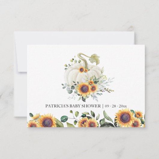 Groen Pompoen Herfst Baby shower Advies Kaarten (Achterkant)