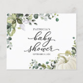 Groen Pompoen Herfst Baby shower Advies Kaarten (Achterkant)