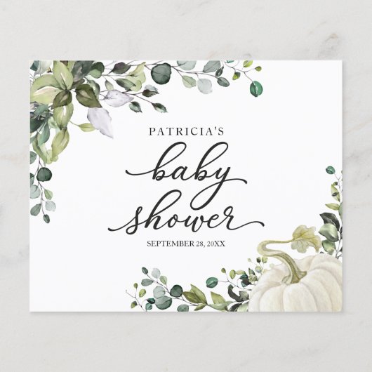 Groen Pompoen Herfst Baby shower Advies Kaarten (Achterkant)