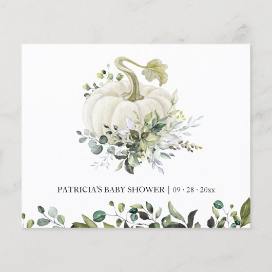 Groen Pompoen Herfst Baby shower Advies Kaarten (Achterkant)