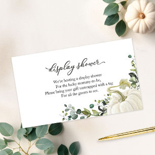Groen Pompoen Herfst Baby Shower Uitstalling Showe Informatiekaartje