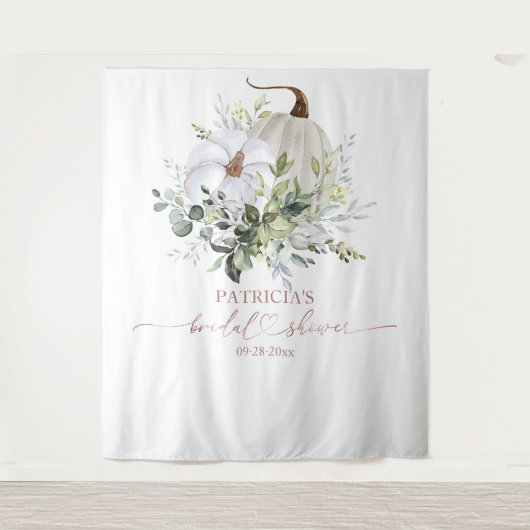 Groen pompoen herfst bruidsdouche achtergrond wandkleed (Voorkant)