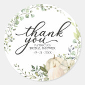 Groen & Pompoen Herfst Bruiloft Favor Ronde Sticker (Voorkant)