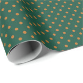 Groen + Pompoen Stippen (Klein) Cadeaupapier (Rol Hoek)
