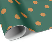 Groen + Pompoen Stippen (Klein) Cadeaupapier (Rol Hoek)