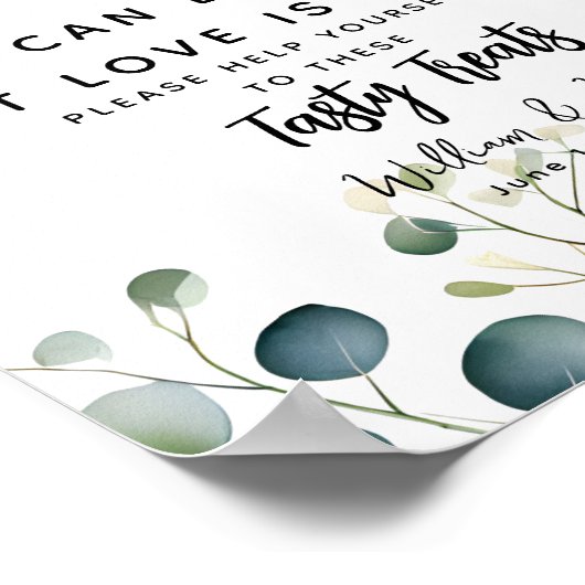 groen Popcorn Bar trouwteken eucalyptus Poster (Hoek)