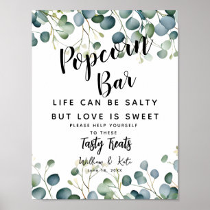 groen Popcorn Bar trouwteken eucalyptus Poster