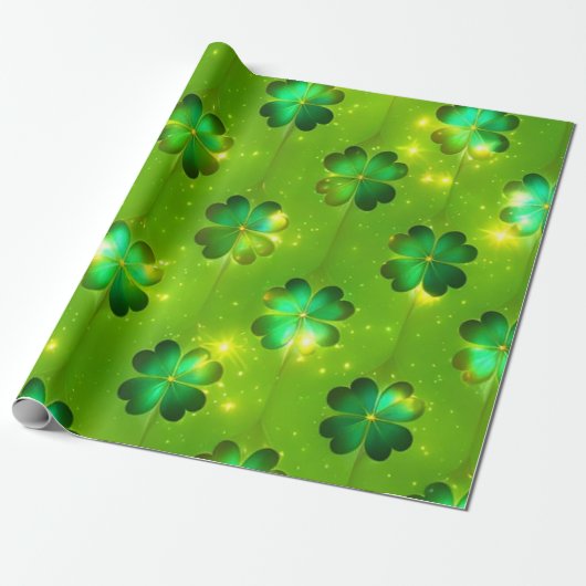 Groen Popular St Patrick's Day Clover Collectie Cadeaupapier (Uitgerold)