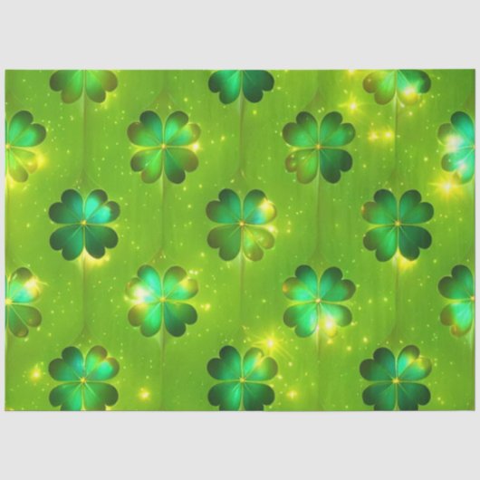 Groen Popular St Patrick's Day Clover Collectie Tissuepapier (Voorkant)