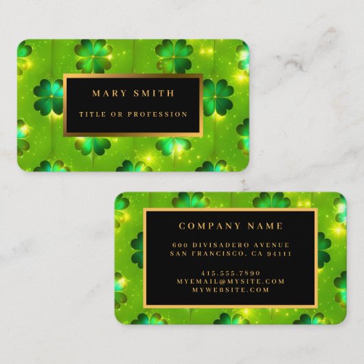 Groen Popular St Patrick's Day Clover Collectie Visitekaartje (Voorkant / Achterkant)