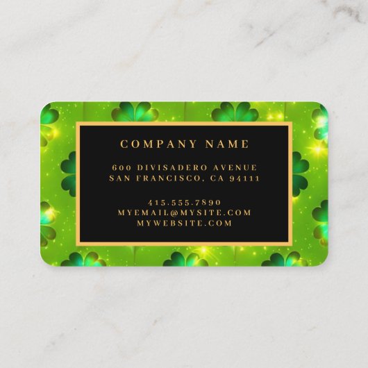 Groen Popular St Patrick's Day Clover Collectie Visitekaartje (Achterkant)