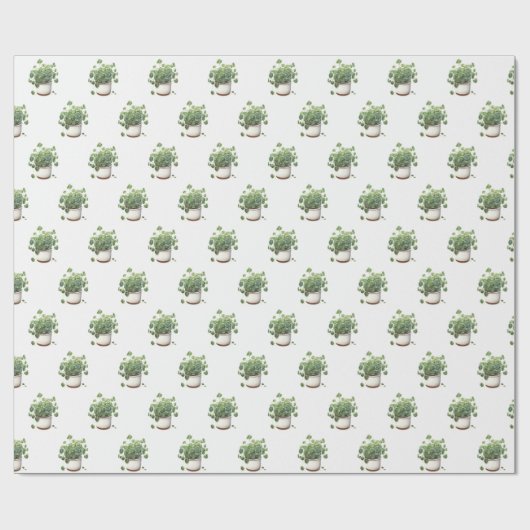 Groen Potten Plant Cadeaupapier (Vlak)
