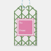 Groen Preppy Traliepatroon van Bamboe Cadeaulabel (Voorkant)