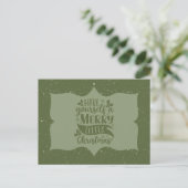 Groen Prettig Kerstfeest Script Briefkaart (Staand voorkant)
