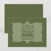 Groen Prettig Kerstfeest Script Briefkaart (Voorkant / Achterkant)