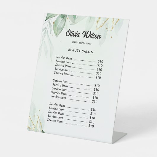 Groen prijslijst reclamebord met voetstuk (Voorkant)