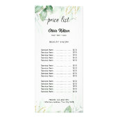 Groen prijslijst reclamekaart (Voorkant)