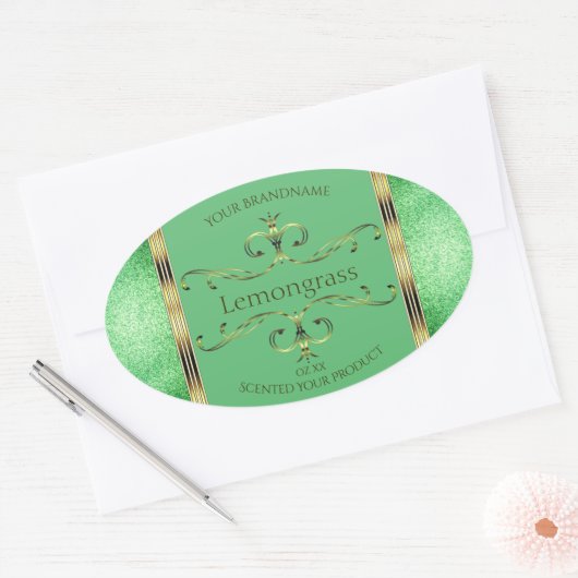Groen productlabel Faux Gold  decor-grenzen Ovale Sticker (Envelop)