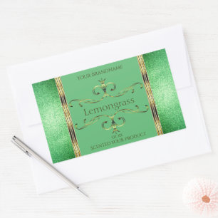 Groen productlabel Faux Gold decor-grenzen Rechthoekige Sticker
