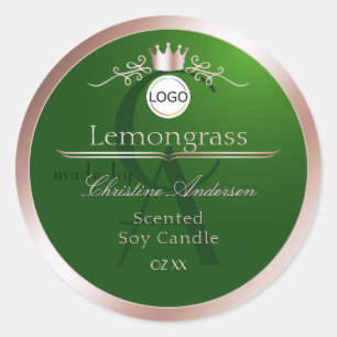 Groen Productlabel Roze Gouden Frame Logo Monogram Ronde Sticker