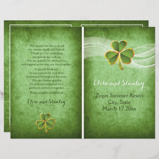 Groen programma voor Ierse klaver en veil bruiloft (Voorkant / Achterkant)