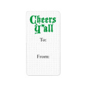Groen Proost Y'all Gift Label Sticker (Voorkant)