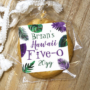 Groen, Pruim Paarse Bladeren Hawaii 50e Verjaardag Vierkante Sticker