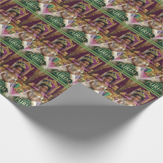 Groen Purim Prinses inpakpapier (Hoek)