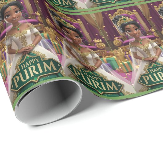Groen Purim Prinses inpakpapier (Rol Hoek)