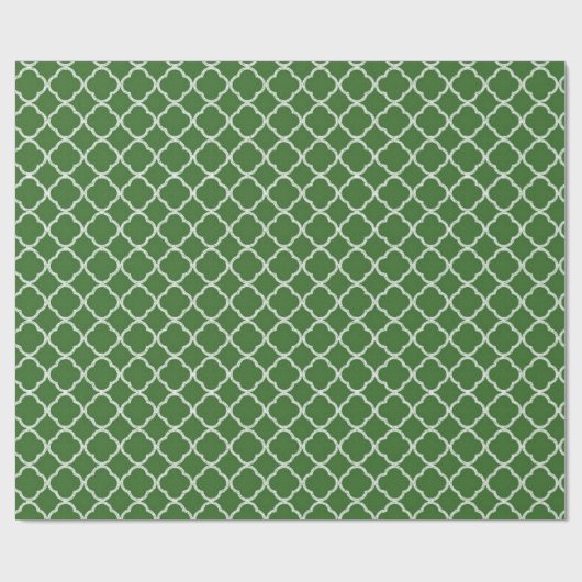 Groen Quaterfoil Lattice Quarter Wrapping Papier (Vlak)
