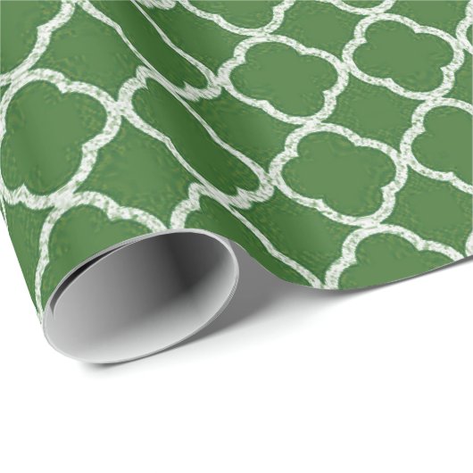 Groen Quaterfoil Lattice Quarter Wrapping Papier (Rol Hoek)