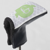 Groen Quatrefoil Aangepast Golfhoofd Hoesje Golfheadcover (3/4 voorkant)
