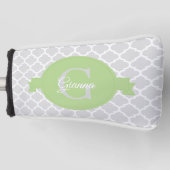Groen Quatrefoil Aangepast Golfhoofd Hoesje Golfheadcover (Voorkant)