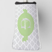 Groen Quatrefoil Aangepast Golfhoofd Hoesje Golfheadcover (Draai 90)
