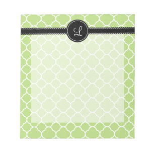 Groen Quatrefoil-patroon Notitieblok