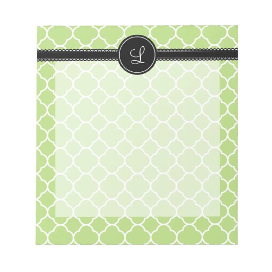 Groen Quatrefoil-patroon Notitieblok (Voorkant)