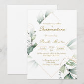 Groen Quinceañera uitnodiging (Voorkant / Achterkant)