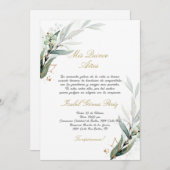 Groen Quinceanera uitnodiging in het Spaans (Voorkant / Achterkant)