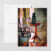 Groen raam met art deco kat briefkaart (Voorkant / Achterkant)