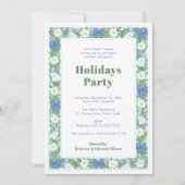 Groen Rand Blauw en Wit Feestdagen Party Kaart (Voorkant)