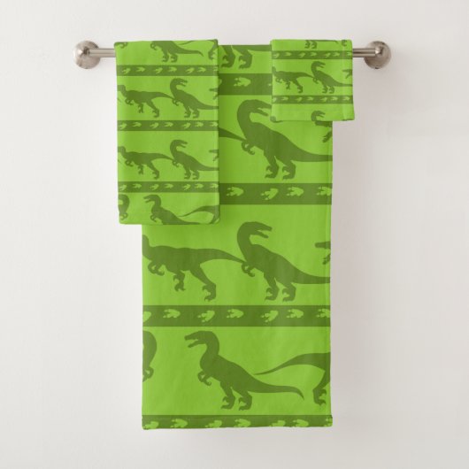 Groen Raptorpatroon Bad Handdoek (Insitu)