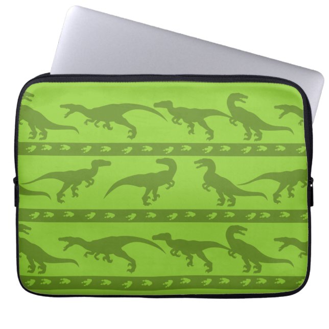 Groen Raptorpatroon Laptop Sleeve (Voorkant)
